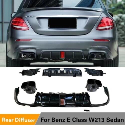 PP Rear Bumper Diffuser Lip for Mercedes-Benz E Class W213 Sport E43 AMG Sedan 2017 - 2020 Rear Bumper Diffuser Exhaust Tips