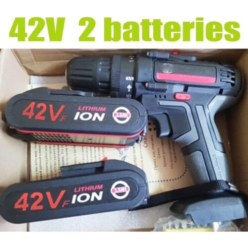42V Electric Drill With 2 Rechargeable Lithium Batteries Electric Screwdriver Cordless Screwdriver Two-speed Power Tools