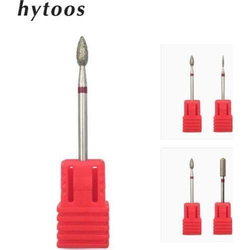HYTOOS 2Pcs Diamond Nail Drill Bits 3/32" Rotary Burr Manicure Cutters For Cuticle Electric Drill Accessory Nail Mills Tools