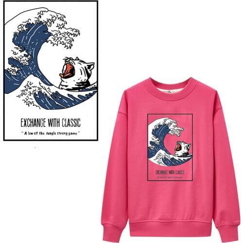 DIY Artistic Waves Thermo Stickers On Clothes Cute Heat Transfer Patches For Clothing Fashion Cat Iron on Patches Washable Decor