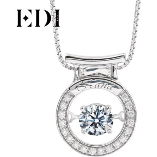 EDI Gemini Moissanites Pendant Necklace Real 14k White Gold 0.61cttw Lab Grown Diamond Constellation Pulsated Pendant Chain