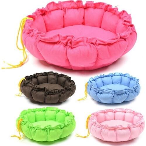Round Pet Kennel Pumpkin Nest Adjustable PP Cotton Dog Bed Cat Kitten Sleeping Cushion Warm 2 Using way S/L Teddy Chihuahua