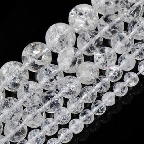 6-16mm Natural Round Crackle White Rock Quartz Beads For Jewelry Making Beads Bracelets 15inch Needlework DIY Beads Trinket