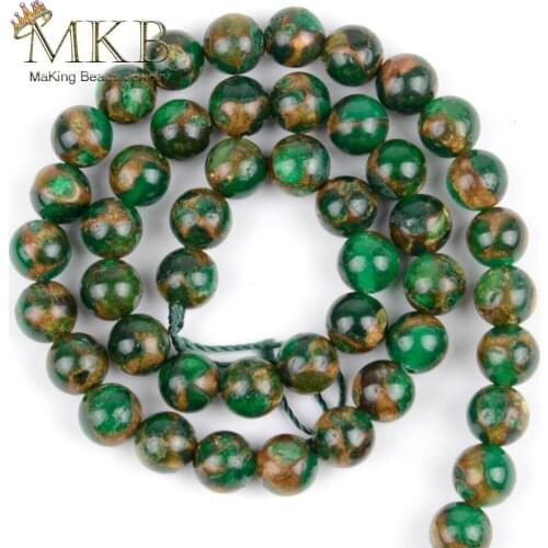 2018 Fashion Green Cloisonne Round Beads 6/8/10mm Natural Stone Loose Beads For Making Jewelry Findings Accessories 15inches