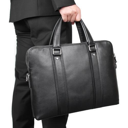Nesitu High Quality Blue Black Coffee Genuine Leather 14'' Laptop Men Briefcase Business Messenger Bags Office Portfolio M7325