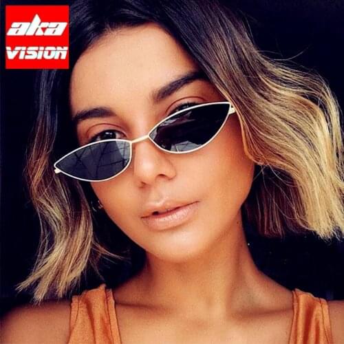 AKA VISION Small Cateye Sunglasses Women 2021 Vintage Mirror Eyewear Women/Men Brand Designer Glasses Women Cateye Oculos De Sol