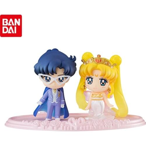 Bandai Genuine Limited Set Candy Toy Sailor Moon & Chiba Mamoru Q Version Anime Action Figures collect Model Toys Ornaments
