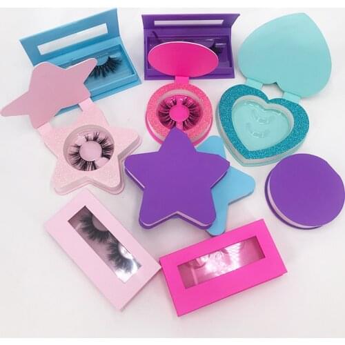 Empty Custom Private Label Mink Eyelashes Box for 5D Eyelashes Candy Color Heart Shape Magnetic Lash Case