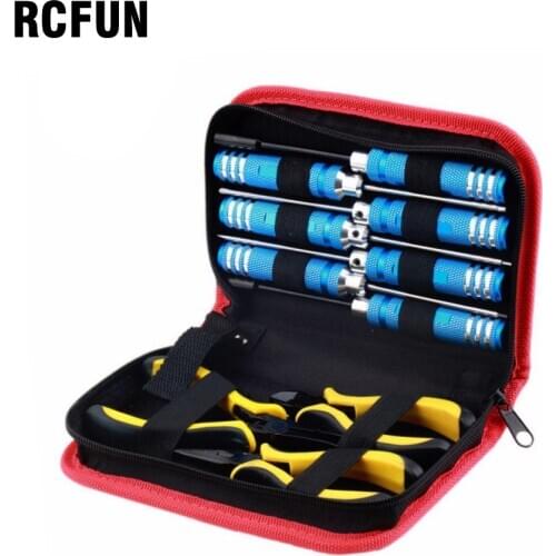 Rc 1/10 Screwdriver Hexagon Socket Slotted Diagonal Cutter Ball Link Plier Tools Kit Box Set for RC Quadcopter Helicopter Car S2