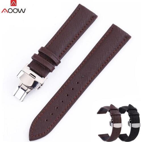 Watch band Genuine Leather Stainless Steel Buckle Clasp Watch Band Belt 12 14 16 18 20 22 24mm Fashion High Quality Leather