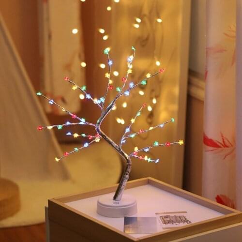 LED Fairy Tree Bedside Night Light Study Table Lamp 108 Beads Battery USB Operated Decoration Christmas Wedding Bedroom Birthday