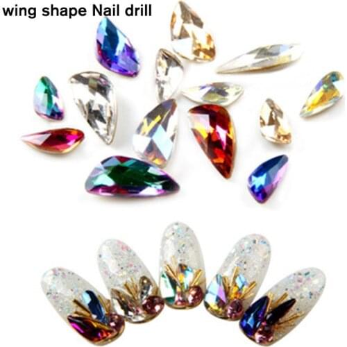 20p 4x8/5x11mm Wing pointback crystal glass nail Rhinestones Nail Art Decorations manicure diamond ornament gem jewelry findings
