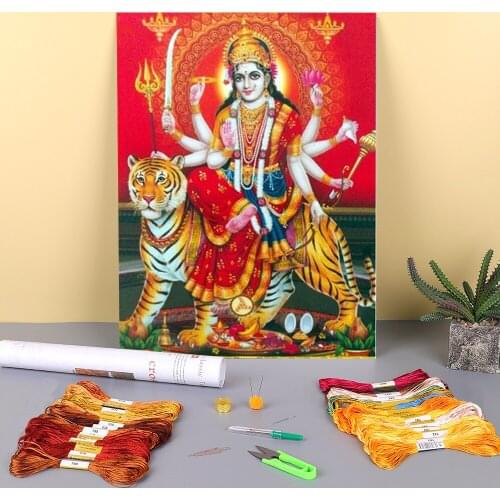 Buddha India Ganesha Printed 11CT Cross Stitch Embroidery Patterns DMC Threads Handiwork Knitting Craft Sewing Needle Mulina