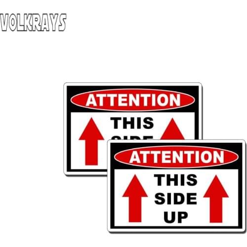 Volkrays 2 X Personality Car Sticker This Side Up Attention Accessories Reflective Waterproof Cover Scratches PVC Decal,6cm*9cm