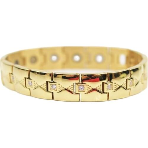 MADALENA SARARA Premium Titanium Steel Energy Bracelet Energy Germanium Stone Inlaid Heathy For Body Gold Tone
