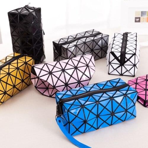 Fashion Women PU Make Up Bag Travel Organizer Rhombus Leather Makeup Bag Toiletry Ladies Coin Purse Cosmetic Cases