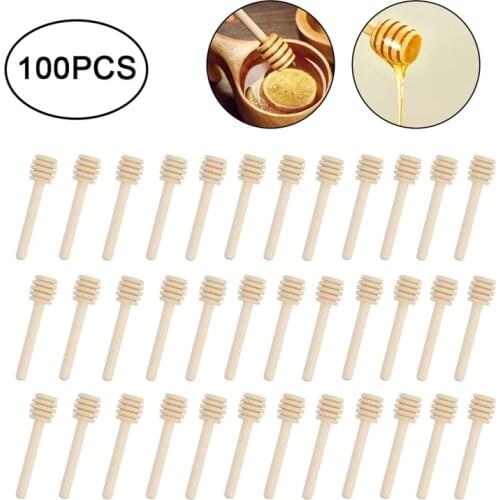 10/50/100pcs Eco Friendly Long Handle Wooden Honey Spoon Honey Wooden Stir Bar For Honey Jar Supplies Mixing Stick Dessert Tools