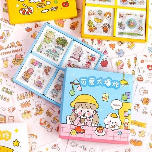 100 Pcs/pack Kawaii Washi Stickers Set Flower Girls Food Animals Collection Adhesive Sticker For Scrapbooking Planner Art Craft