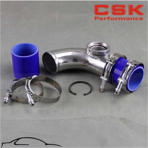 2.5" 63mm 90 degree SSQV Blow Off Valve Adapte Aluminum Pipe+ silicone BLUE+clamps