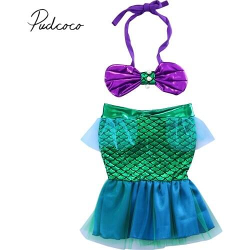 2019 Baby Summer Clothing Newborn Infant Baby Girls Baby Girls Chiffon Scales Set Costume Bikini Swimwear Swimsuit Outfits Dress