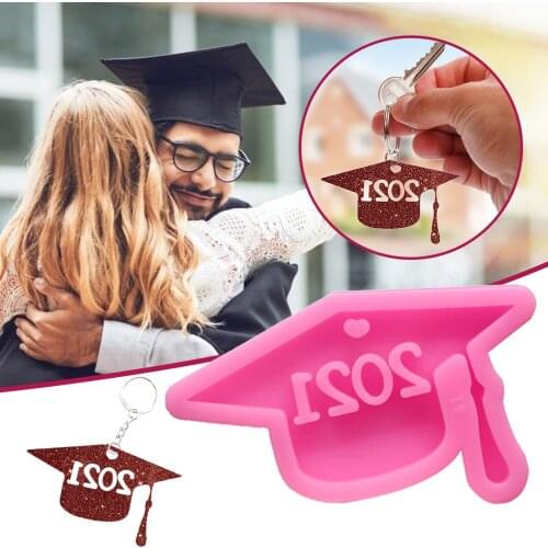 2021 Graduation Bachelor Cap Keychain Epoxy Resin Mold Key Chain Silicone Mould