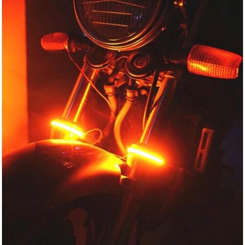 2x LED Motorcycle Bikes Flexible Turn Signals Amber Strip Taillight for