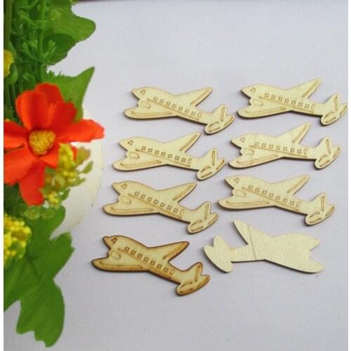 50pcs/lot Natural Ecru Wood Color Airplane Shape Wood Chips Button DIY handmade accessories Children clip art Kindergarten Dec