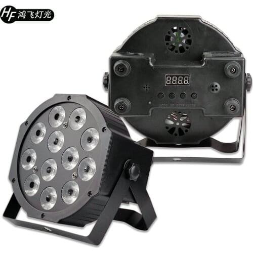 12x18w 6in1 led par lights rgbwa+uv 6in1 led flat par light dmx512 IN/OUT plug professional stage dyed par light dj lights