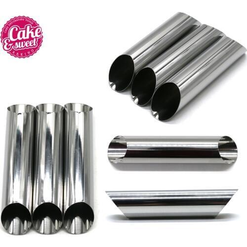 8Pcs/Set Stainless Steel Croissant Horn Baking Cake Molds Straight Tube Pastry Roll Cream Horn Molds Croissants DIY Baking Tools