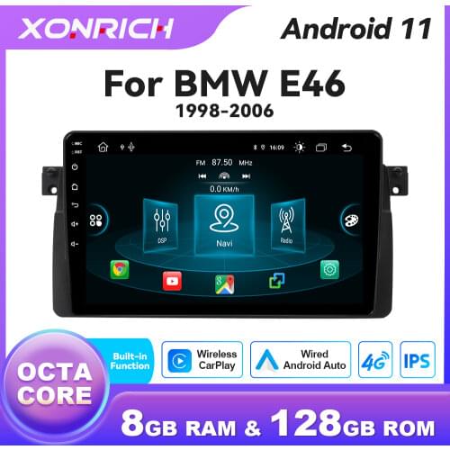 6GB+128GB Android 11 Car Radio Multimedia Player For BMW E46 Coupe (M3 Rover) 316i 318i DSP GPS No 2 Din DVD CarPlay 4G Wifi
