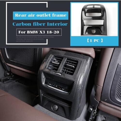 Carbon Fiber Car Center Console Rear Air Conditioning Outlet Vent Frame Car stickers Decals For BMW X3 X4 G01 G02 Accessories