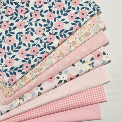 Flower Grid Dot 100% Cotton Print Fabric For Quilting Kids Patchwork Cloth DIY Sewing Dress Fat Quarters Material For Baby&Child