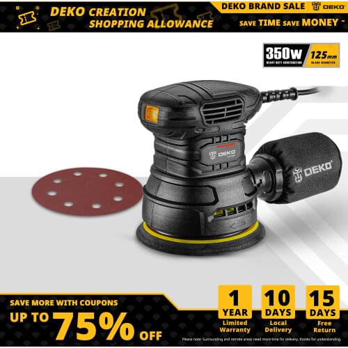 DEKO DKSD125J1/DKSD150J2 350W Random Orbit Sander with Dust exhaust and Hybrid dust canister