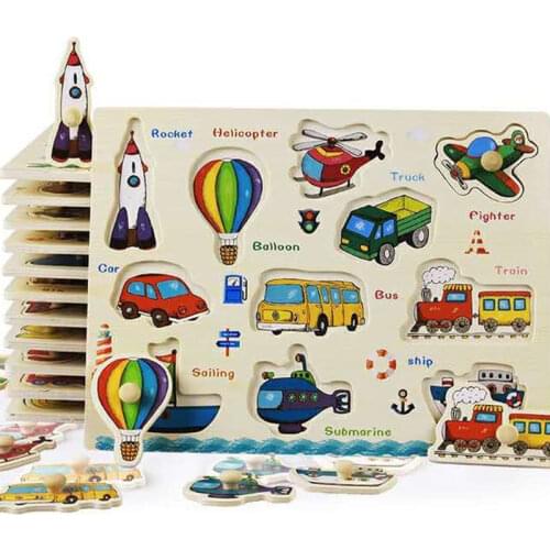 Montessori 3D Wooden Puzzle Educational Kids Toys Hand Grab Boards Toys Early Learning Puzzles For Kids Children 2 5 Years