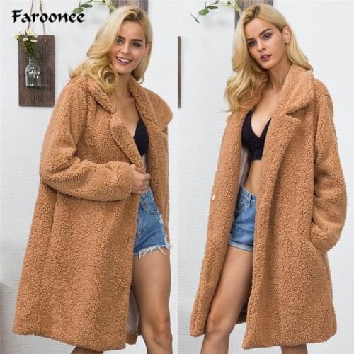 Elegant Long Faux Fur Coat Women Winter Fluffy Shaggy Faux Fur Coat Fashion Thick Warm Jacket Plus Size 3XL Outwear Streetwear