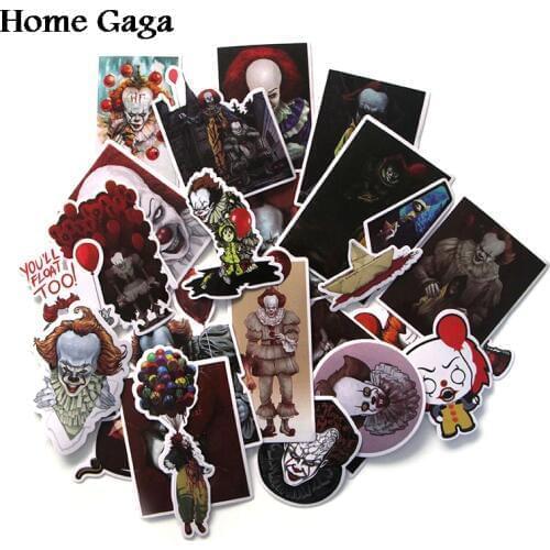 Homegaga 24pcs Horror Clown Sticker for Laptop Luggage Skateboard Motorcycle Home Decoration Styling Vinyl Album Decals D1193