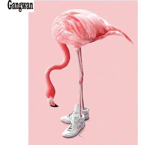 Sneaker Flamingo Pink 5D DIY Diamond Painting bird Animal Diamond Embroidery Cross stitch Full Diamond mosaic home Decoration