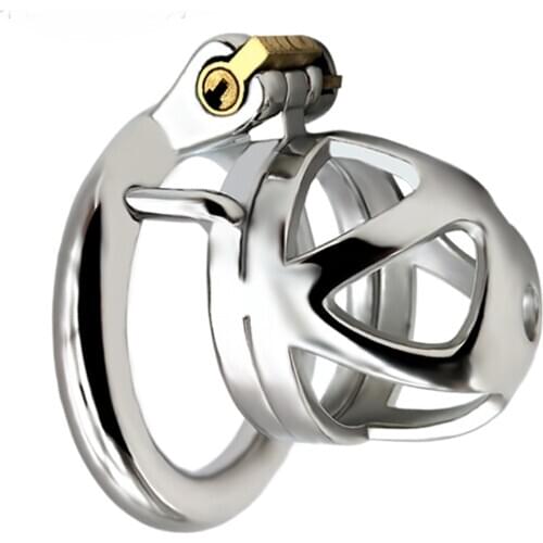 FAAK Stainless Steel Lock Cock Cage Male Chastity Device Fetish Cock Ring Belt Penis Lock Adult Game Flirting Metal Belt Sex Toy