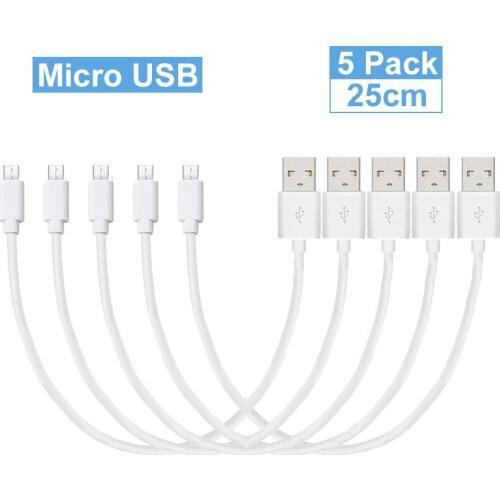 Short Micro USB Cable (25cm) Android Cable Micro USB Easy Carry Practical Charging Cable for Power Bank Samsung Huawei Sony LG