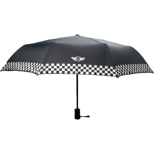 Suitable for BMW MINI Cooper Creative Sun Umbrella Black white grid Three-fold automatic folding Umbrella