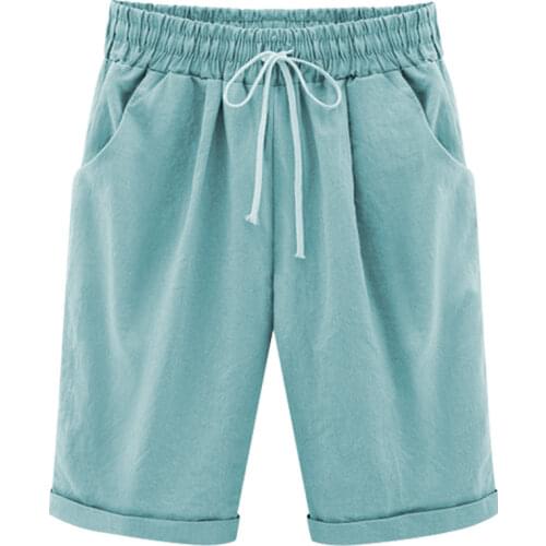 Summer Plus size casual thin section five points shorts women 2020 beach casual solid color shorts female 5xl 6xl 7xl 8xl B437