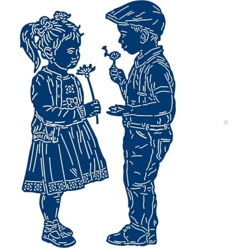 Innocent Boy And Girl Metal Steel Cutting Dies 2019 New Stencil For DIY Scrapbooking Paper/photo Cards Embossing Dies