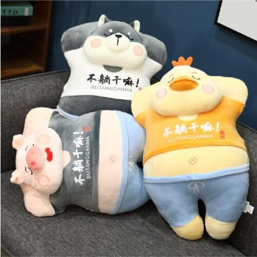 Kawaii Husky Pig Duck Plush Toys Stuffed Animals Doll Pillow Funny Relax Lie Down Cushion Baby Kids Children Girls Birthday Gift