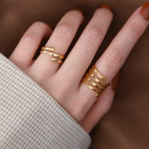 YUN RUO Fashion Exaggerated Multi-layer Finger Ring Rose Gold Woman Gift Titanium Steel Stainless Steel Jewelry Not Change Color