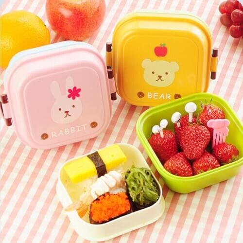 Cartoon Lunch Box for Kid School Children Fruits Container Food Storage Box Rabbit Bear Cat Pattern Boxes