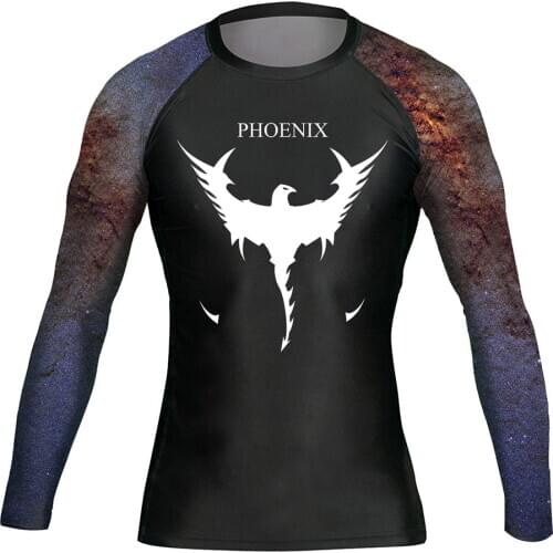 Mens Phoenix City Galaxy Crewneck Cool Athletic Shirts Lightweight Undershirt For Yoga BJJ Rash Guards