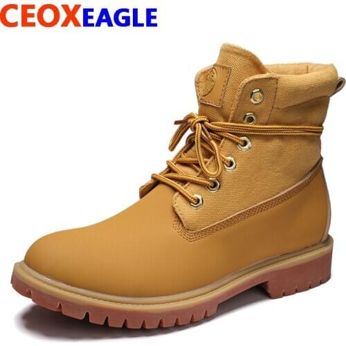 High Quality Genuine Leather Men Ankle Boots Leather Snow Boots Men Shoes Winter Punk Booties Martin Winter Boots Working Boots