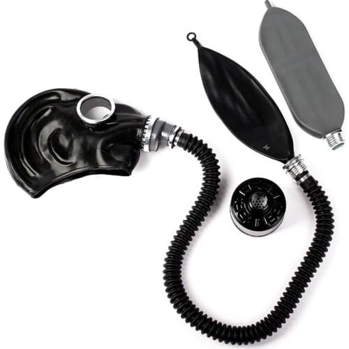 Ftshist All-Inclusive Fetish Gas Breathing Mask And Bag Set For Latex Clothing Accessory Cosplay Choking Headgear