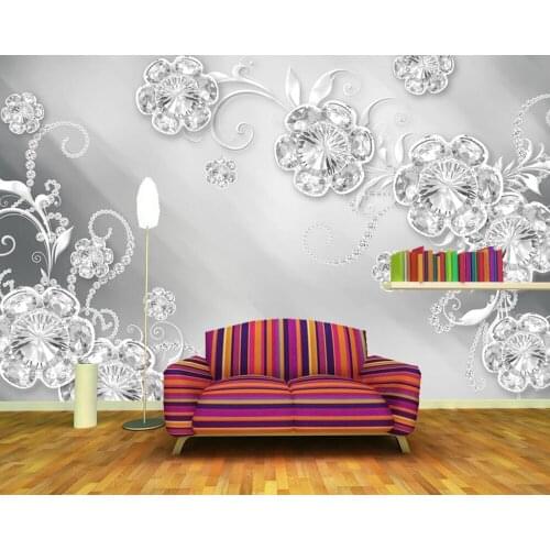 3D Stereo Diamond Flower Jewelry wallpaper mural papel de parede,living room bedroom sofa TV wall wall papers home decor cafe