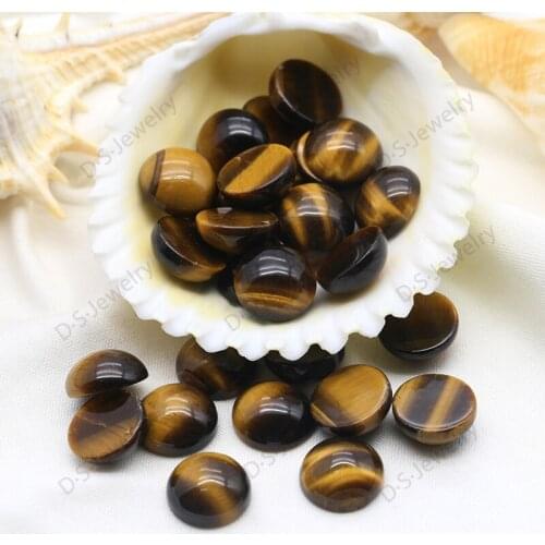 Natural Gemstones Round Flat Bottom Yellow Tiger Eye Natural Stone
